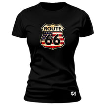 Camiseta Feminina Baby Look Bandeira Route 66