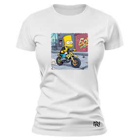 Camiseta Feminina Baby Look Bart Motocross