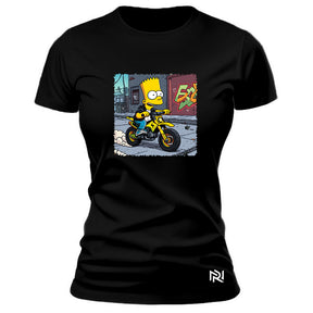 Camiseta Feminina Baby Look Bart Motocross
