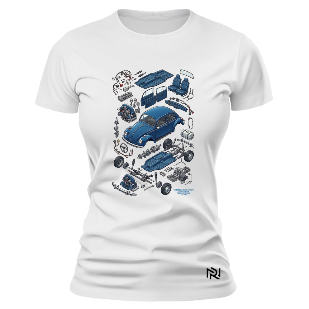 Camiseta Feminina Baby Look Diagrama Fusca