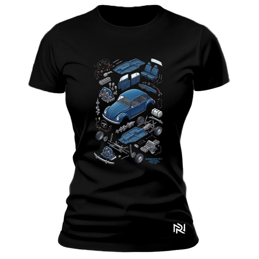 Camiseta Feminina Baby Look Diagrama Fusca