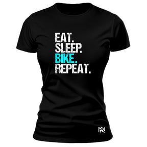 Camiseta Feminina Baby Look Eat Sleep Bike Repeat