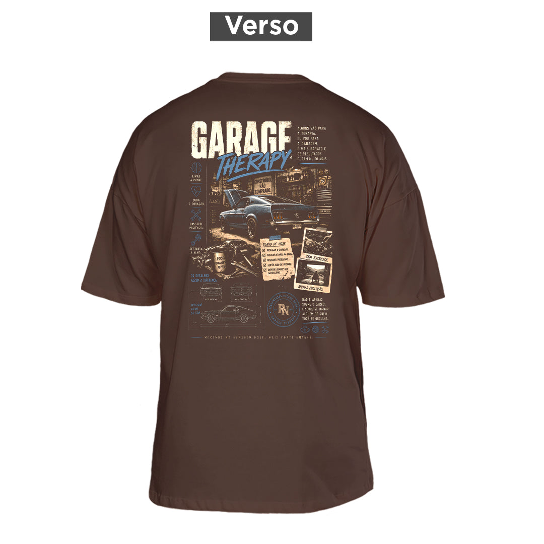 Camiseta Oversized Garage Therapy, costas: estampa principal