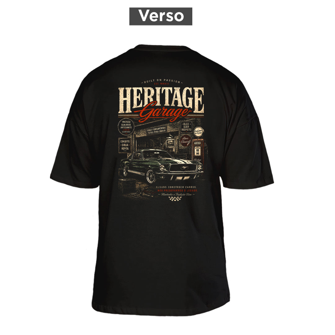 Camiseta Oversized Heritage Garage, costas: estampa principal