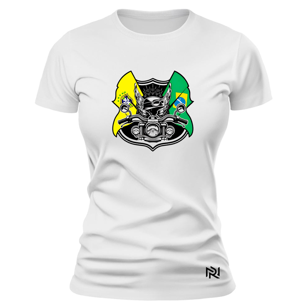 Camiseta Feminina Baby Look Moto Brasil