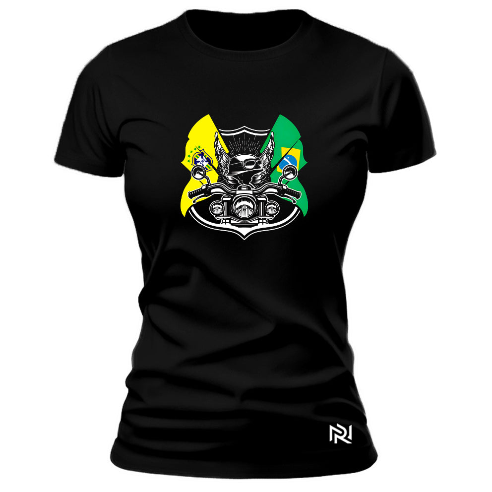 Camiseta Feminina Baby Look Moto Brasil