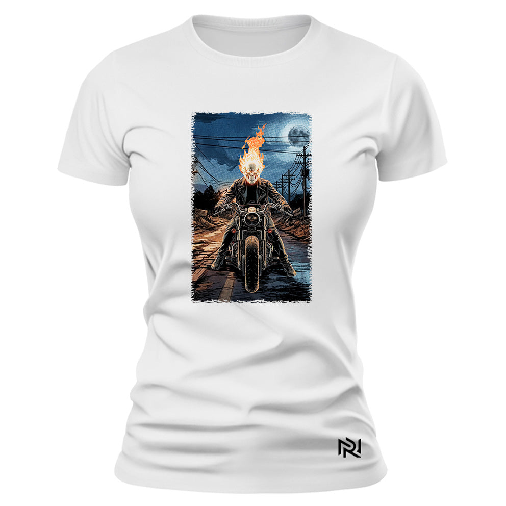 Camiseta Feminina Baby Look Motoqueiro Fantasma