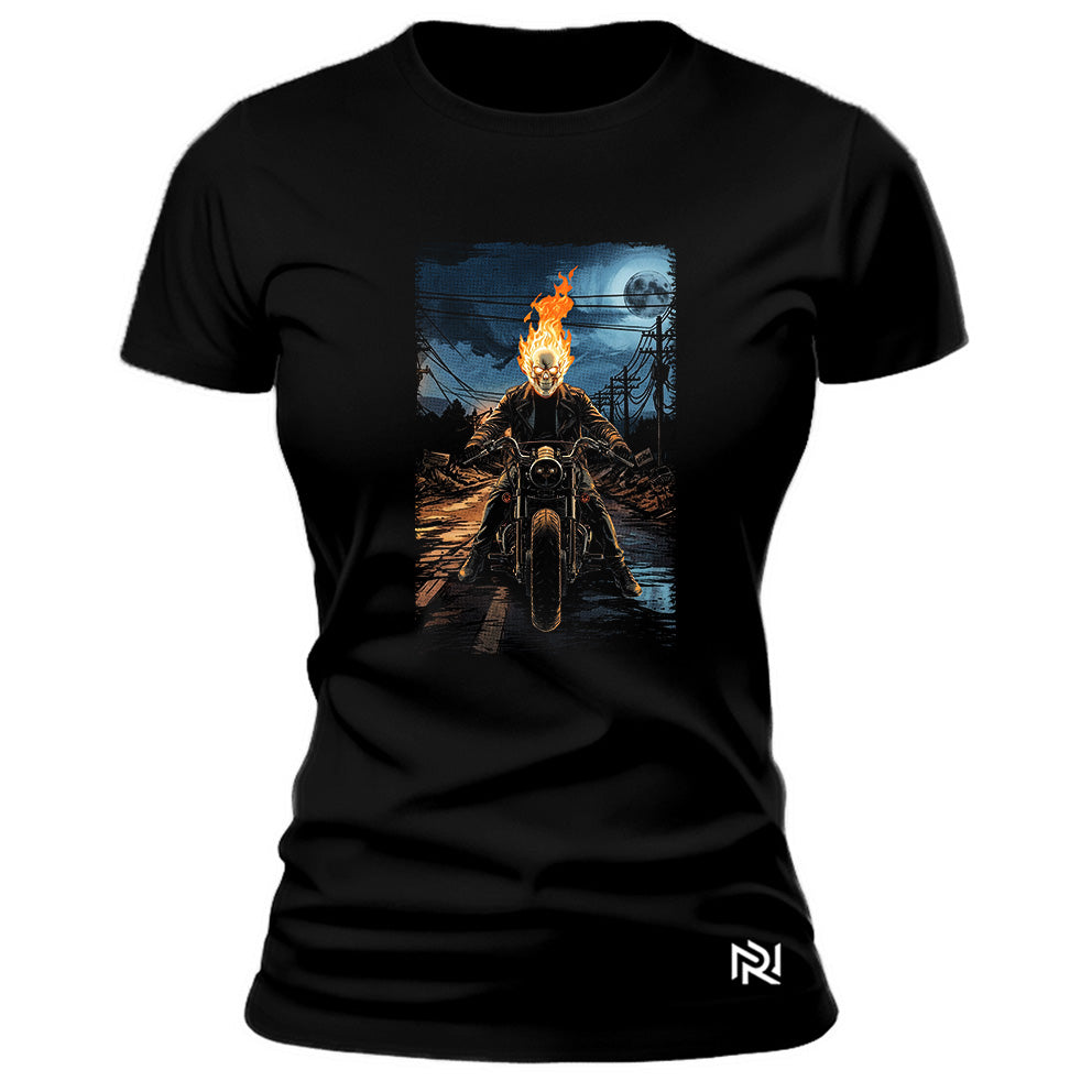 Camiseta Feminina Baby Look Motoqueiro Fantasma