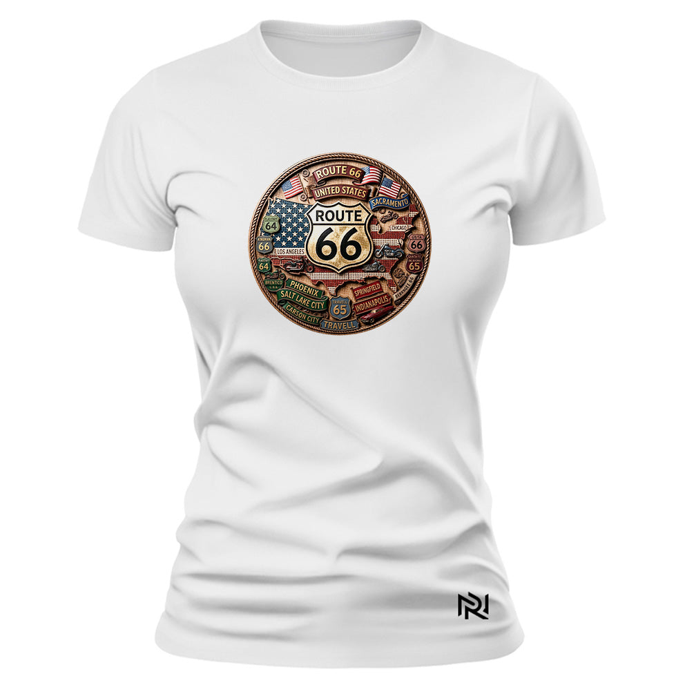 Camiseta Feminina Baby Look Mapa Rota 66