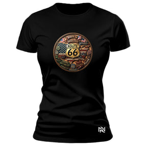 Camiseta Feminina Baby Look Mapa Rota 66