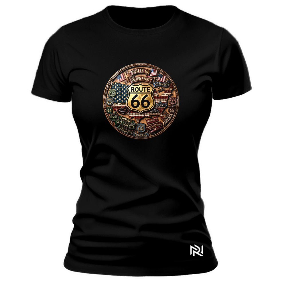 Camiseta Feminina Baby Look Mapa Rota 66