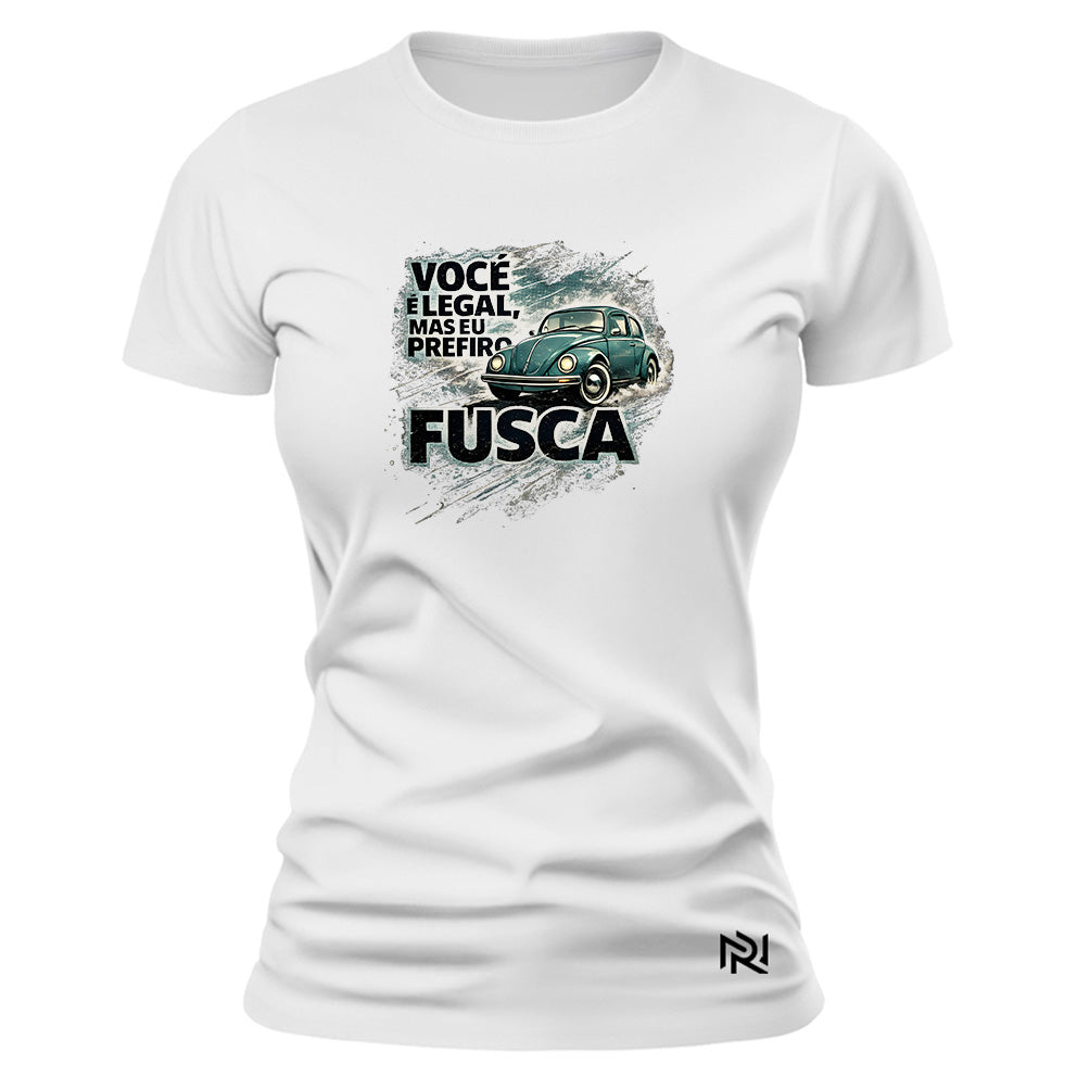Camiseta Feminina Baby Look Prefiro Fusca
