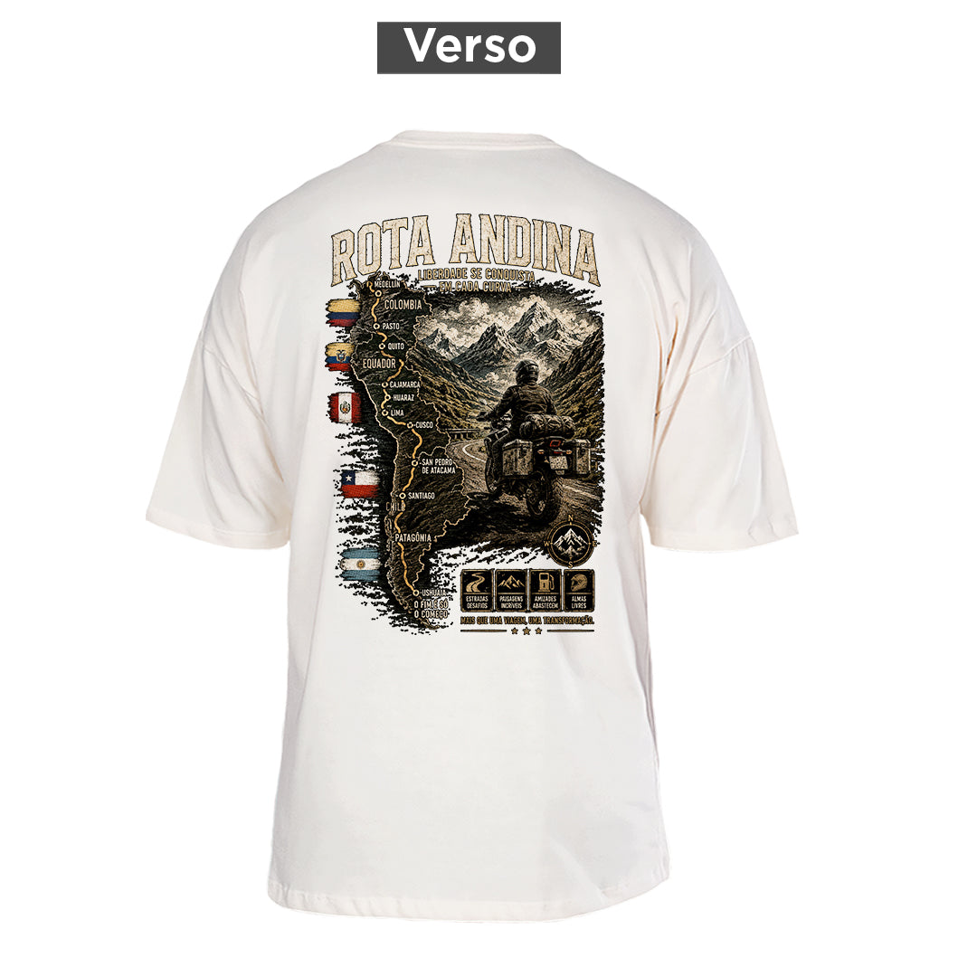 Camiseta Oversized Rota Andina, costas: estampa principal