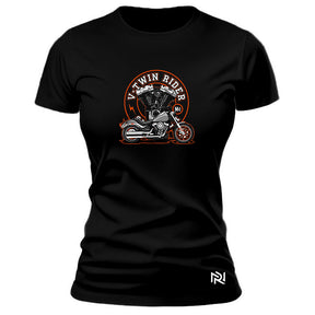 Camiseta Feminina Baby Look V-Twin Rider