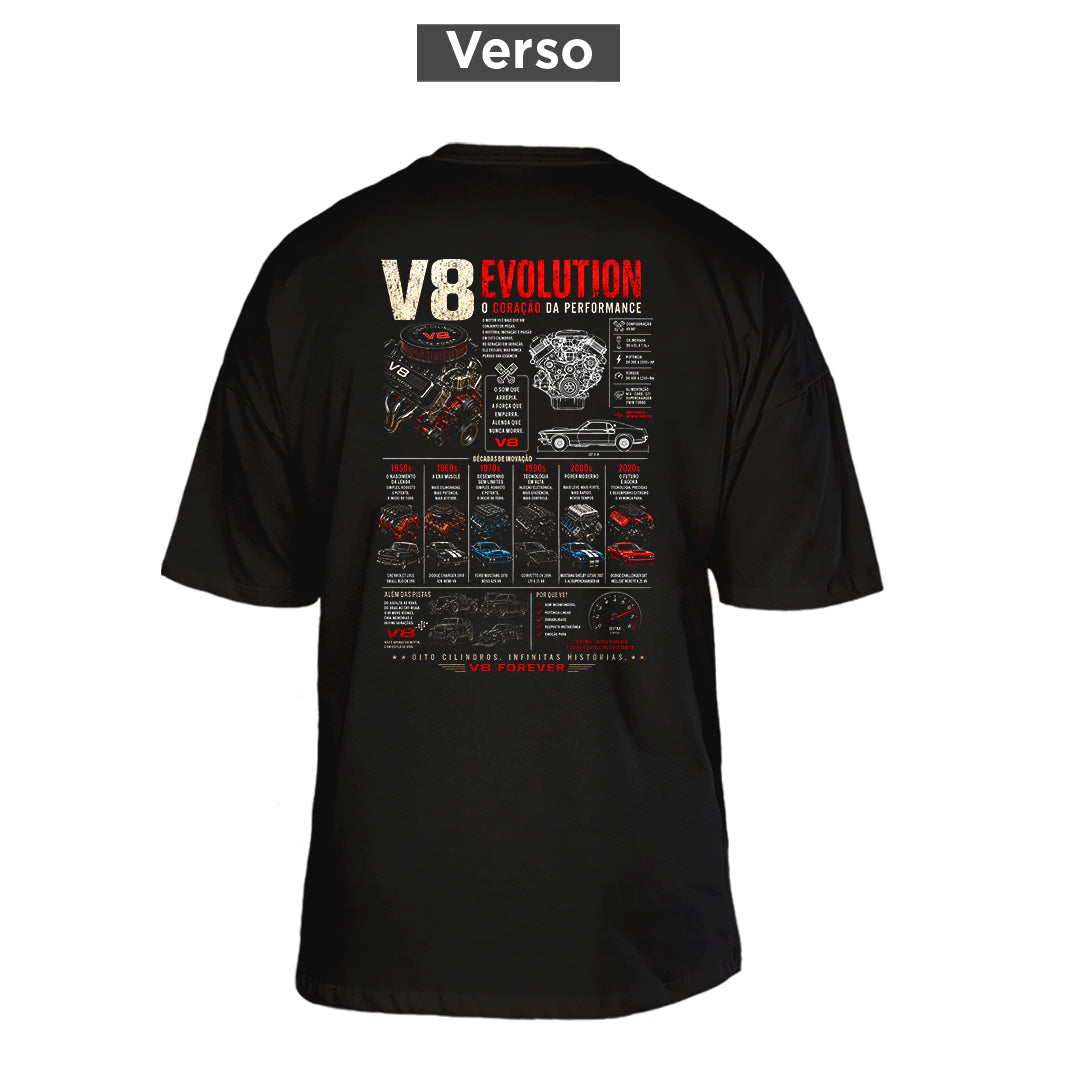 Camiseta Oversized V8 Evolution, costas: estampa principal