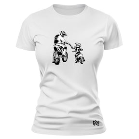 Camiseta Feminina Baby Look Motocross Pai e Filho