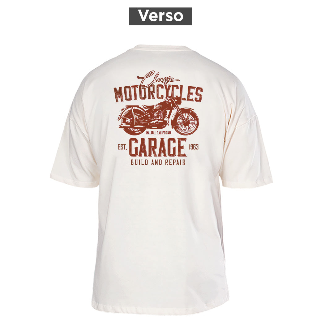 Camiseta Oversized Motorcycles, costas: estampa principal