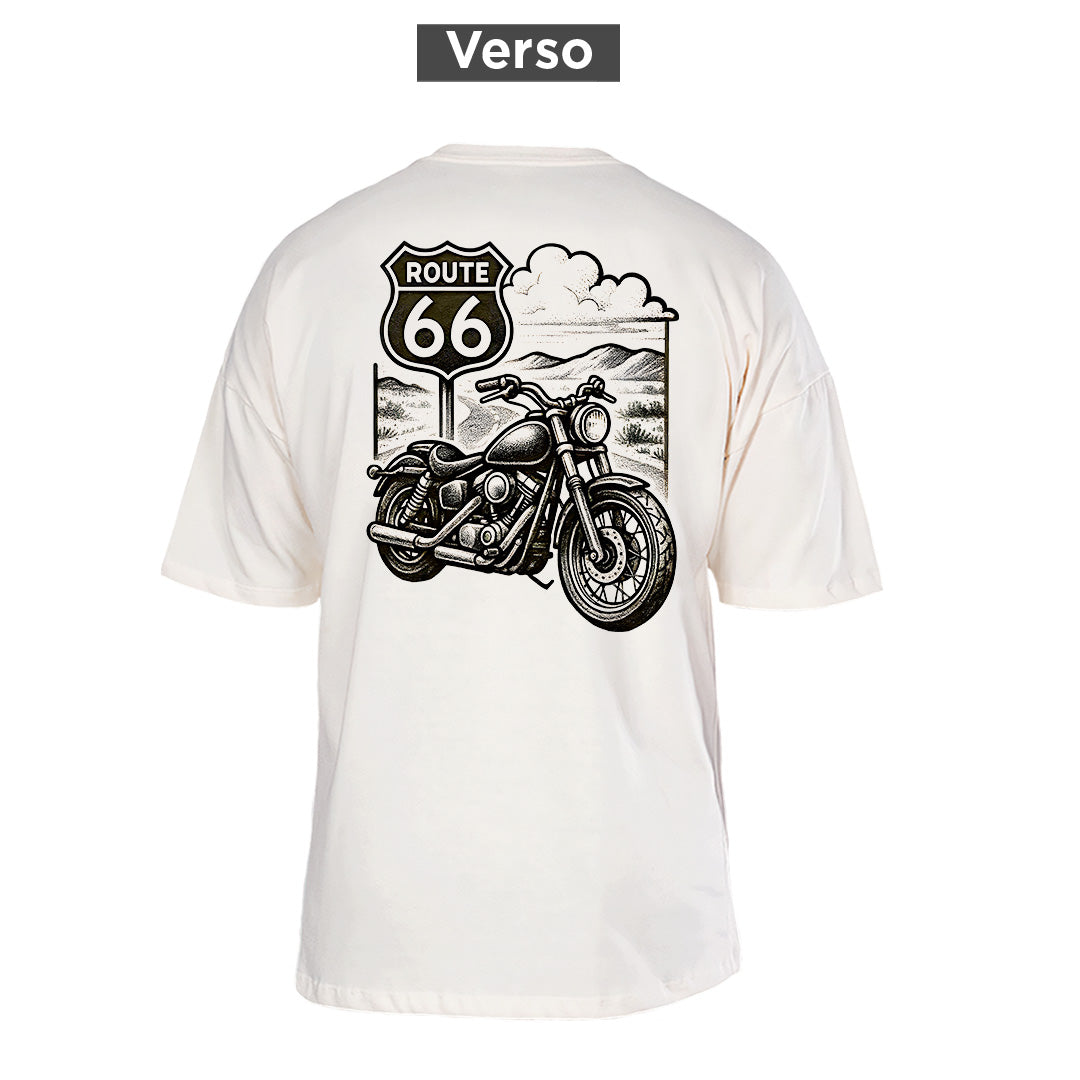 Camiseta Oversized Rota 66, costas: estampa principal